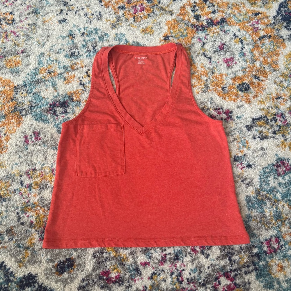 Z Supply Coral V-Neck Pocket Cropped Tank XS